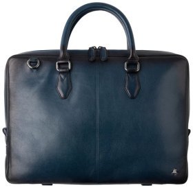 Стильна повсякденна чоловіча шкіряна сумка для ноутбука до 13" Visconti AT50 Carl синього кольору 108005