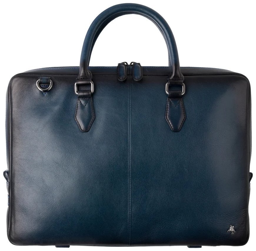Стильная повседневная мужская кожаная сумка для ноутбука до 13"  Visconti AT50 Carl синего цвета 108005 modnotak фото №1
