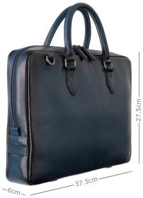 Стильна повсякденна чоловіча шкіряна сумка для ноутбука до 13" Visconti AT50 Carl синього кольору 108005