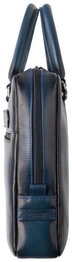 Стильная повседневная мужская кожаная сумка для ноутбука до 13"  Visconti AT50 Carl синего цвета 108005 modnotak фото №3