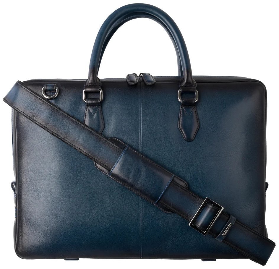 Стильная повседневная мужская кожаная сумка для ноутбука до 13"  Visconti AT50 Carl синего цвета 108005 modnotak фото №5
