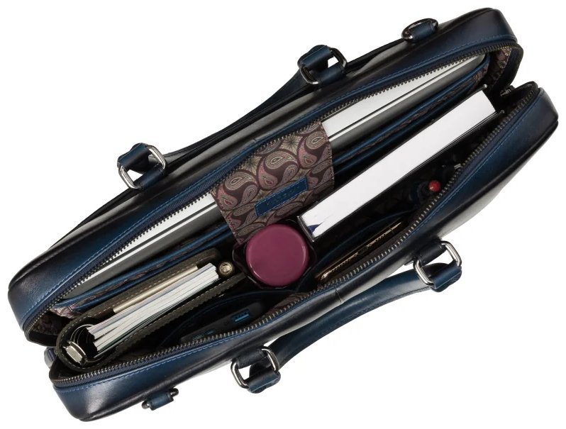 Стильная повседневная мужская кожаная сумка для ноутбука до 13"  Visconti AT50 Carl синего цвета 108005 modnotak фото №6