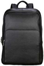 Деловой рюкзак из зернистой кожи с отделением для ноутбука до 15" Vintage черного цвета 108105