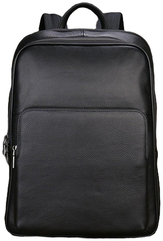 Деловой рюкзак из зернистой кожи с отделением для ноутбука до 15" Vintage черного цвета 108105 modnotak фото №1