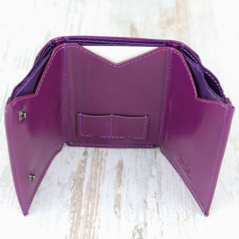 Фіолетовий жіночий маленький гаманець зі шкірозамінника з монетницею MD Leather (21518)