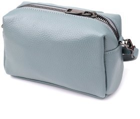 Компактная повседневная женская сумка из фактурной кожи через плечо Vintage 98205 голубого цвета