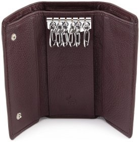 Коричневая кожаная ключница на кнопках Marco Coverna (16654)