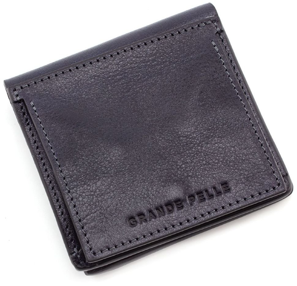 Синій шкіряний гаманець ручної роботи Grande Pelle (13064)
