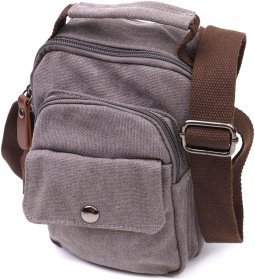 Серая мужская сумка-барсетка маленького размера из плотного текстиля Vintage 2422217