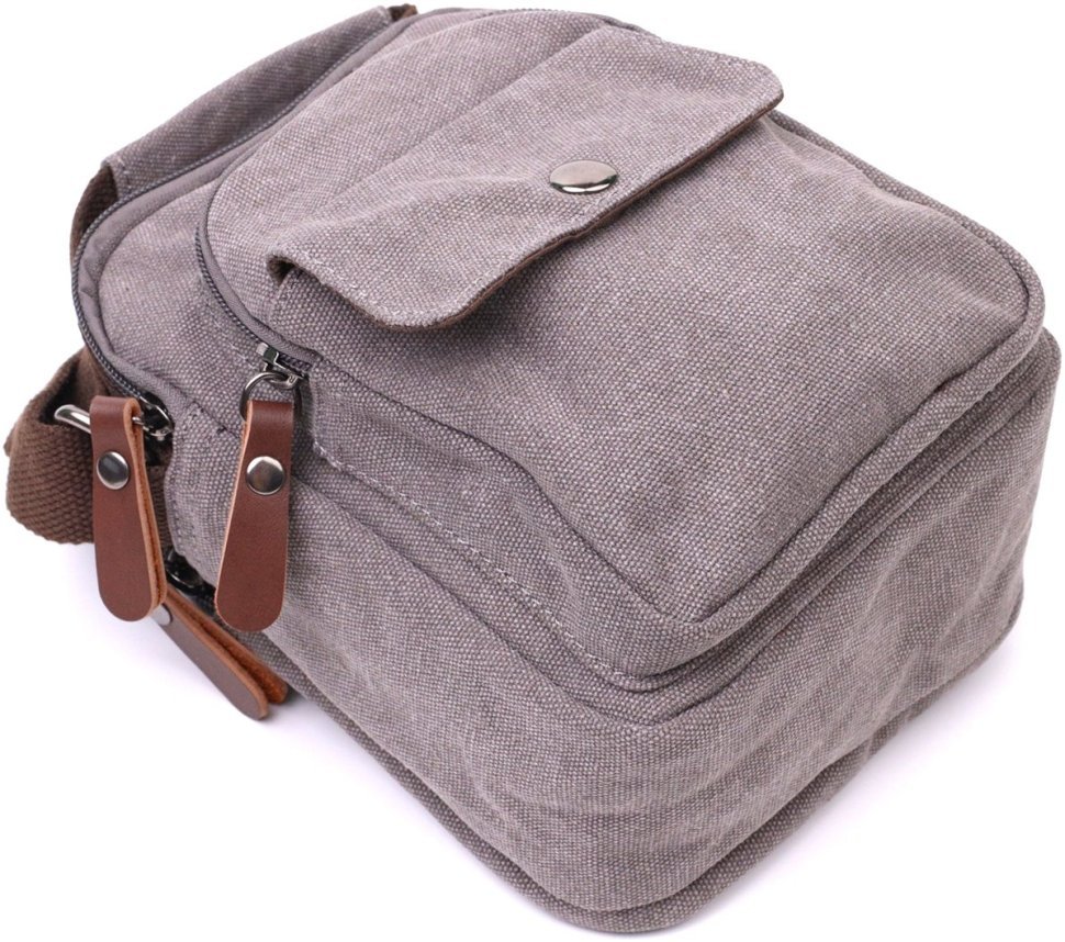 Серая мужская сумка-барсетка маленького размера из плотного текстиля Vintage 2422217