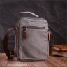 Серая мужская сумка-барсетка маленького размера из плотного текстиля Vintage 2422217 - 9