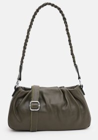 Вместительная женская кожаная сумка зеленого цвета Borsa Leather 88705