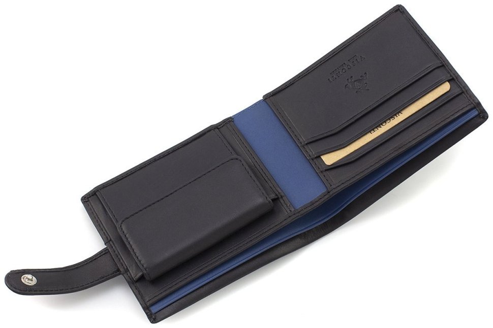 Горизонтальне чоловіче портмоне з гладкої шкіри чорного кольору з RFID - Visconti Vincent 68905