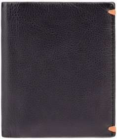 Стильное мужское портмоне из натуральной кожи черного цвета без монетницы Visconti Thun 69105