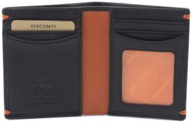 Стильне чоловіче портмоне з натуральної шкіри чорного кольору без монетниці Visconti Thun 69105