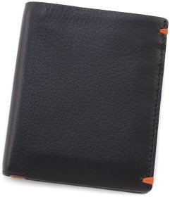 Стильное мужское портмоне из натуральной кожи черного цвета без монетницы Visconti Thun 69105