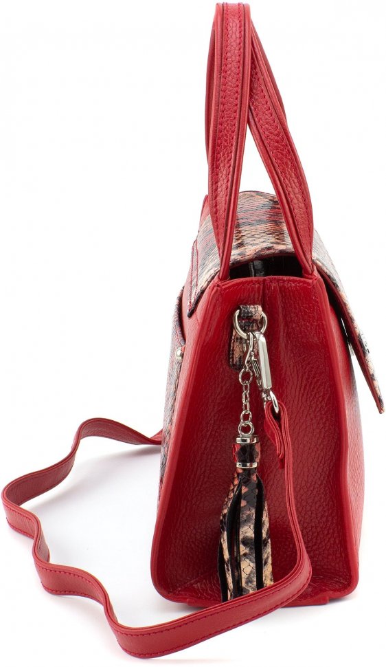 Маленькая женская сумка из натуральной кожи красного цвета с ручками KARYA (19618)