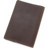 Винтажная обложка на паспорт из натуральной кожи темно-коричневого цвета Grande Pelle (15446) - 3