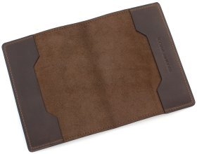 Винтажная обложка на паспорт из натуральной кожи темно-коричневого цвета Grande Pelle (15446)
