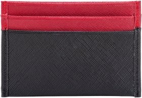 Черно-красный маленький картхолдер из натуральной кожи сафьяно Smith&amp;Canova 69705