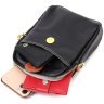 Миниатюрная женская сумочка на плечо из натуральной кожи черного цвета Vintage 2422269 - 6