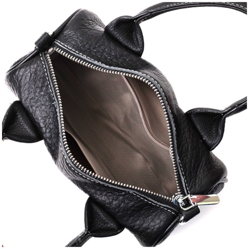Чорна жіноча сумка горизонтального типу з фактурної шкіри з ручками Vintage 2422369