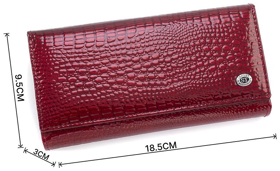 Великий жіночий гаманець із натуральної лакової шкіри червоного кольору на два відділи ST Leather 70806 фото №3 Великий жіночий гаманець із натуральної лакової шкіри червоного кольору на два відділи ST Leather 70806 modnotak фото №3
