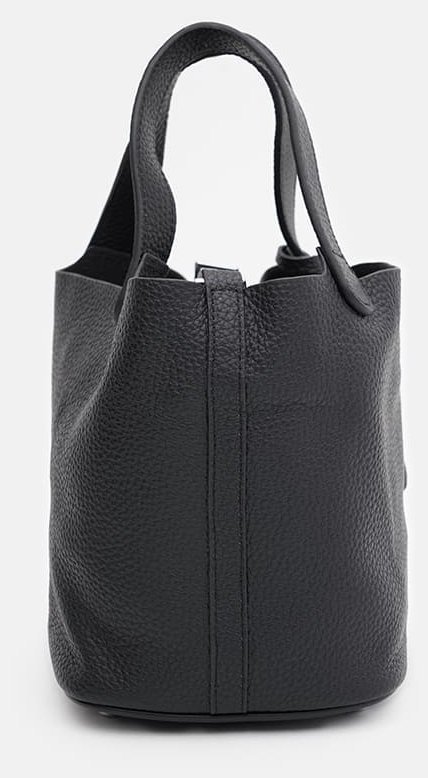 Небольшая женская кожаная сумка черного цвета с двумя ручками Keizer 71606