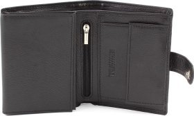 Мужской кошелек из мягкой телячьей кожи черного цвета на кнопке Marco Coverna (21583)