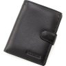 Чоловічий гаманець із м'якої телячої шкіри чорного кольору на кнопці Marco Coverna (21583) - 1