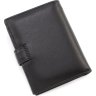 Чоловічий гаманець із м'якої телячої шкіри чорного кольору на кнопці Marco Coverna (21583) - 3