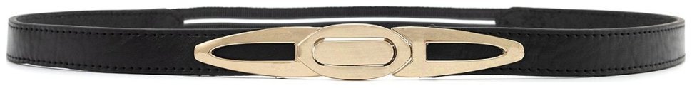 Узкий итальянский женский кожаный ремень с резинкой и золотого цвета фурнитурой Gherardini 15095 (черный) фото №1 Узкий итальянский женский кожаный ремень с резинкой и золотого цвета фурнитурой Gherardini 15095 (черный) modnotak фото №1