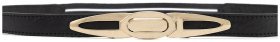 Узкий итальянский женский кожаный ремень с резинкой и золотого цвета фурнитурой Gherardini 15095 (черный)