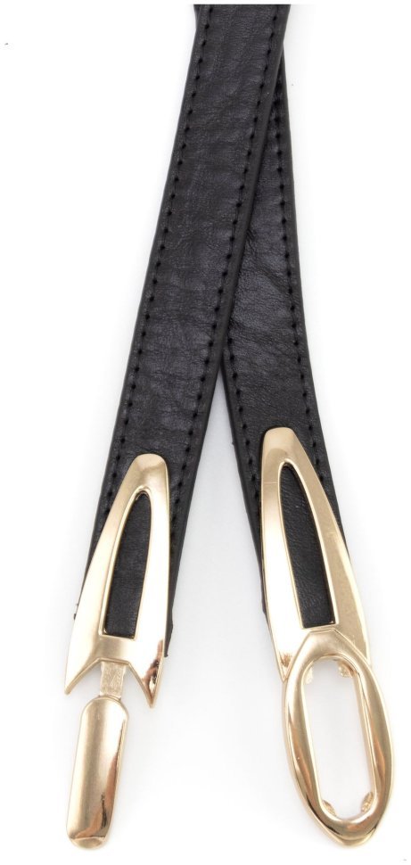Узкий итальянский женский кожаный ремень с резинкой и золотого цвета фурнитурой Gherardini 15095 (черный) фото №3 Узкий итальянский женский кожаный ремень с резинкой и золотого цвета фурнитурой Gherardini 15095 (черный) modnotak фото №3