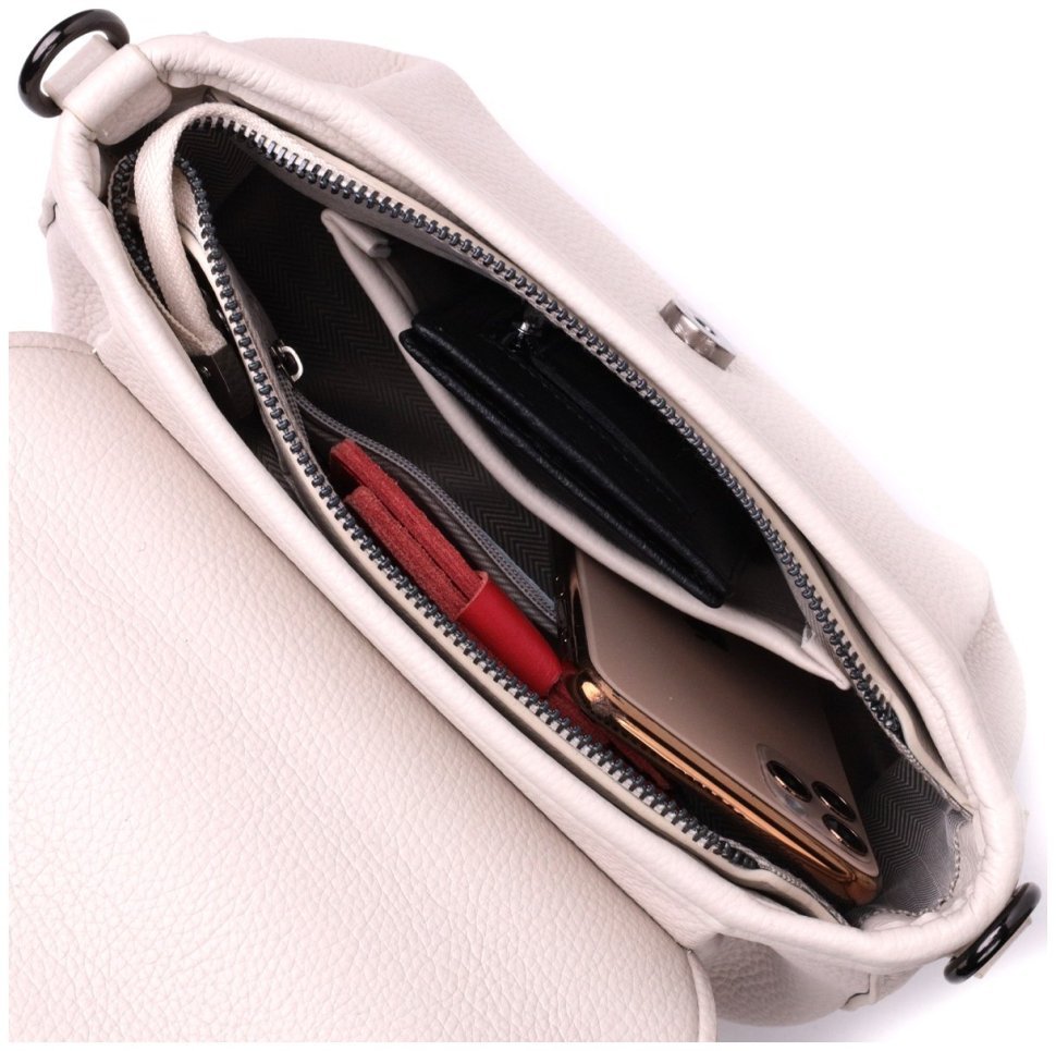 Стильная женская сумка из натуральной кожи Vintage 22331 Белая modnotak фото №6