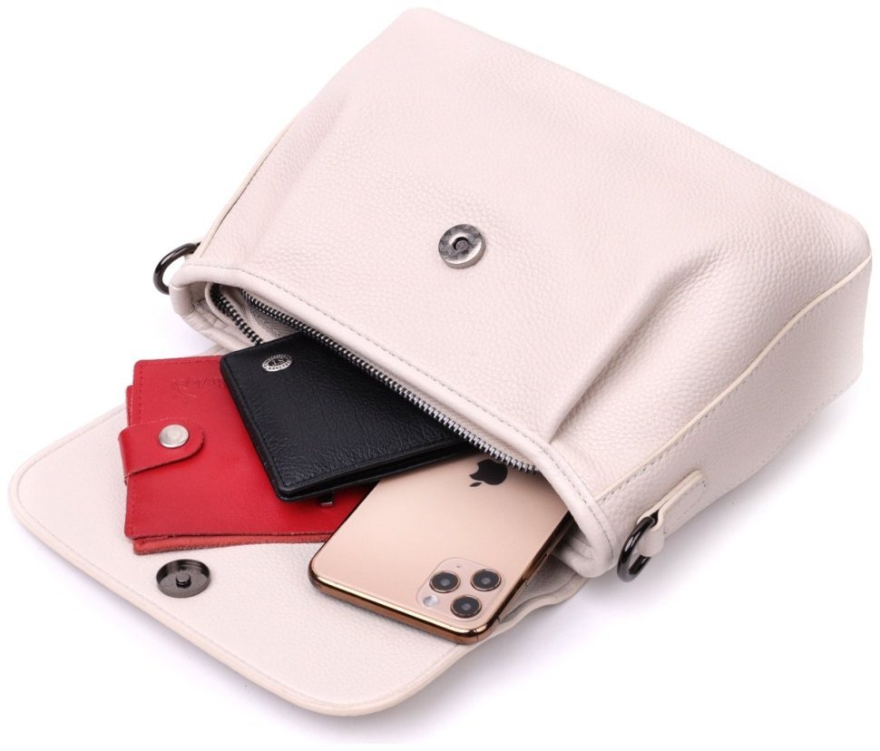 Стильная женская сумка из натуральной кожи Vintage 22331 Белая modnotak фото №7