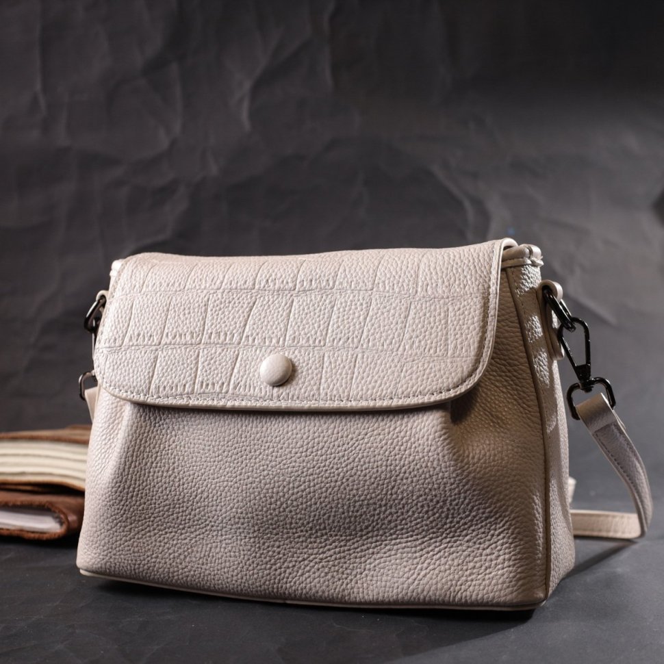 Стильная женская сумка из натуральной кожи Vintage 22331 Белая modnotak фото №8