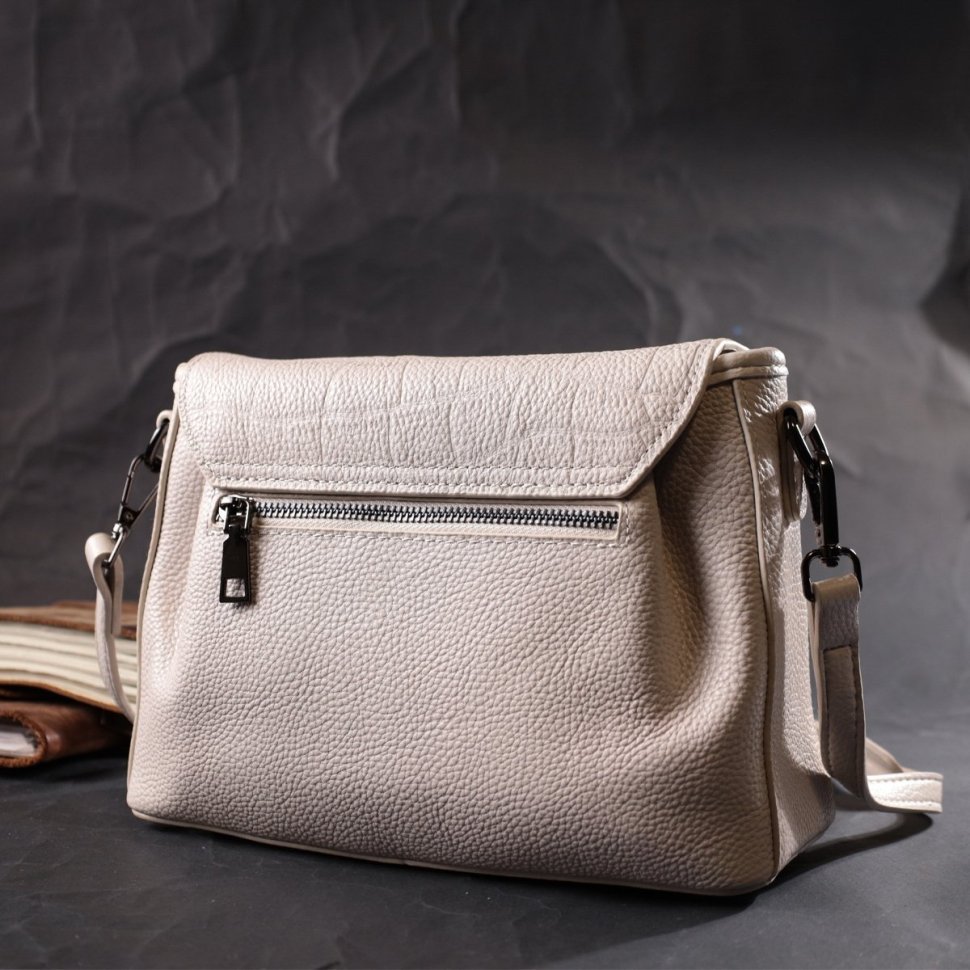 Стильная женская сумка из натуральной кожи Vintage 22331 Белая modnotak фото №9