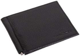 Шкіряний затискач для купюр з монетницею Vip Collection 102606 (чорний)