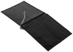 Шкіряний затискач для купюр з монетницею Vip Collection 102606 (чорний)