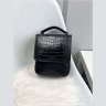 Шкіряна сумка чорного кольору з тисненням під крокодила KARYA (0795-53) - 10