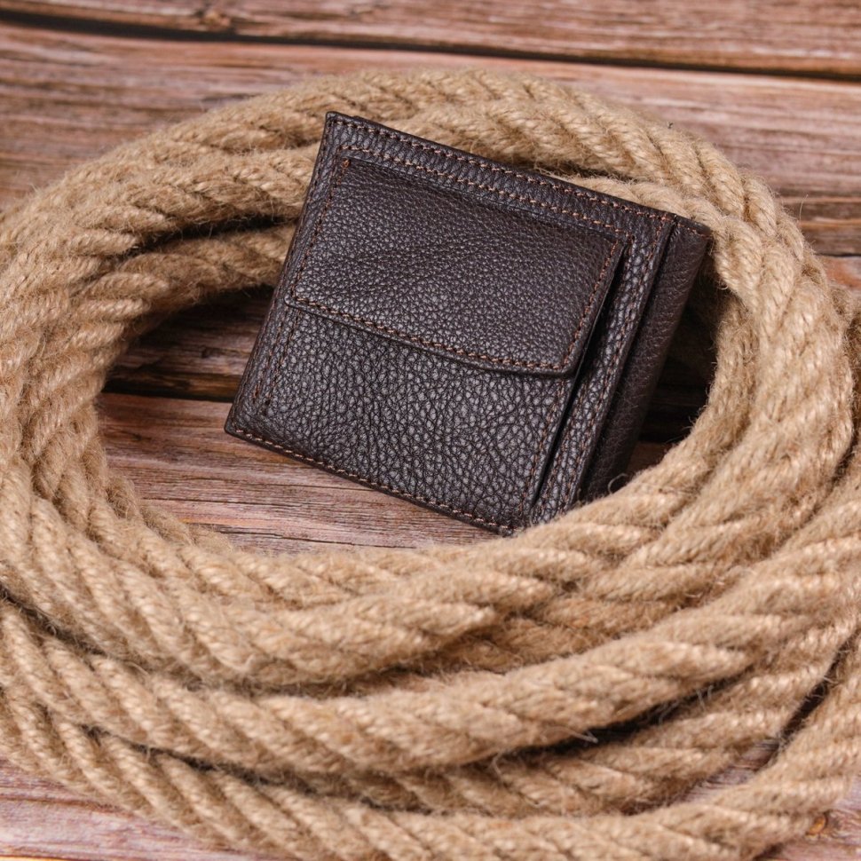 Мужской зажим из натуральной кожи коричневого цвета с монетницей KARYA (2421404) modnotak фото №8