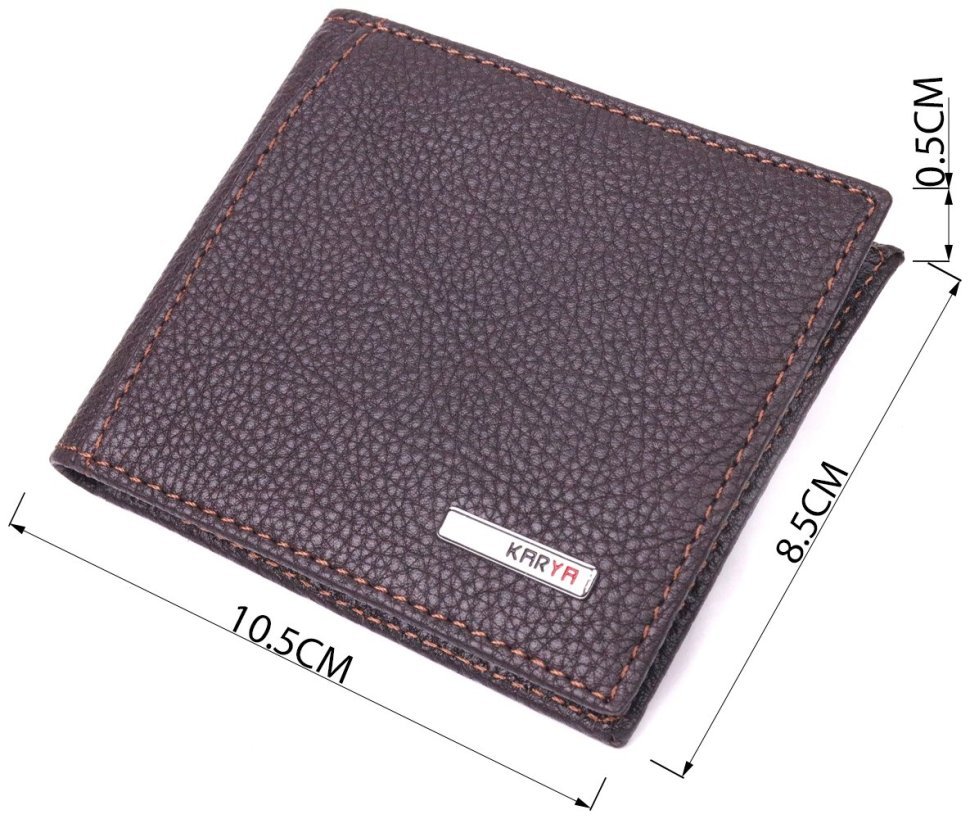 Мужской зажим из натуральной кожи коричневого цвета с монетницей KARYA (2421404) modnotak фото №10