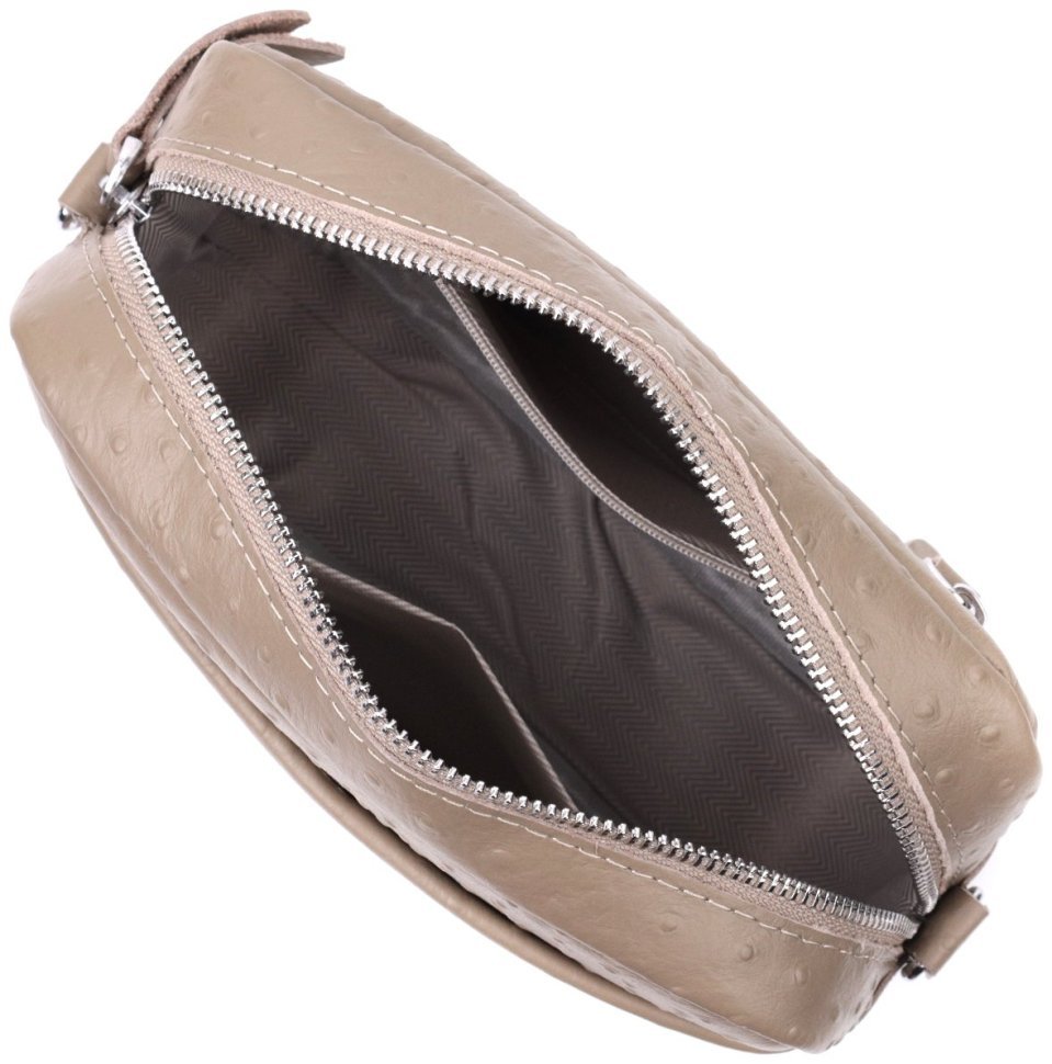 Фактурная женская сумка из кожи Vintage 22662 Бежевая modnotak фото №9