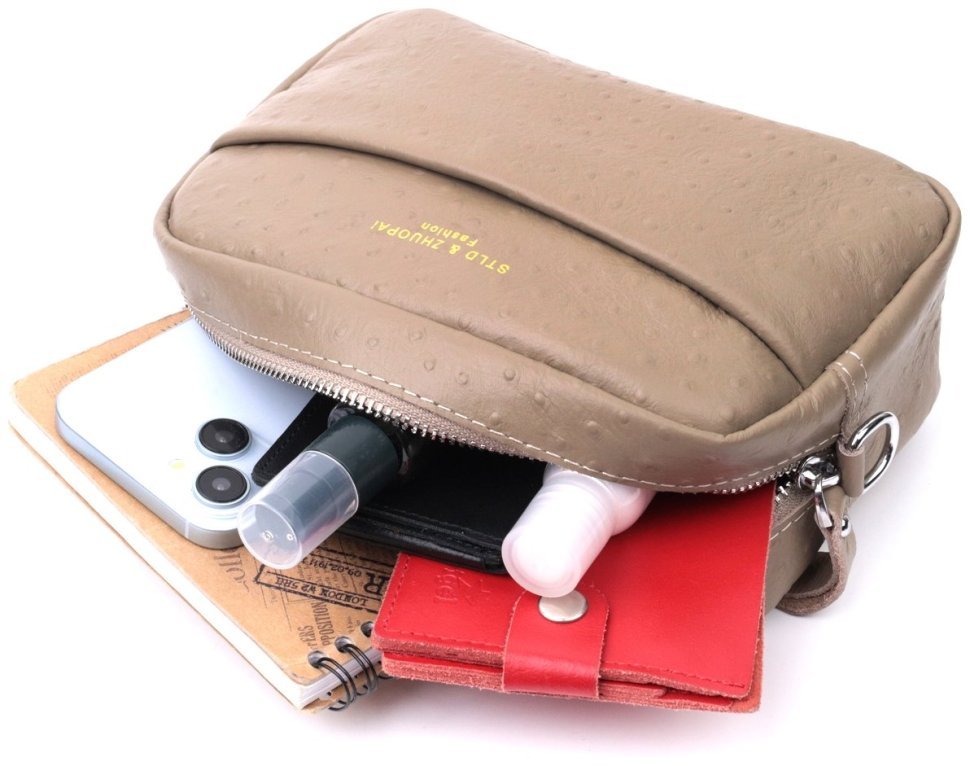 Фактурная женская сумка из кожи Vintage 22662 Бежевая modnotak фото №10