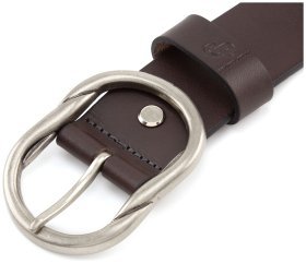 Ремень коричневого цвета с овальной пряжкой Grande Pelle (43213)