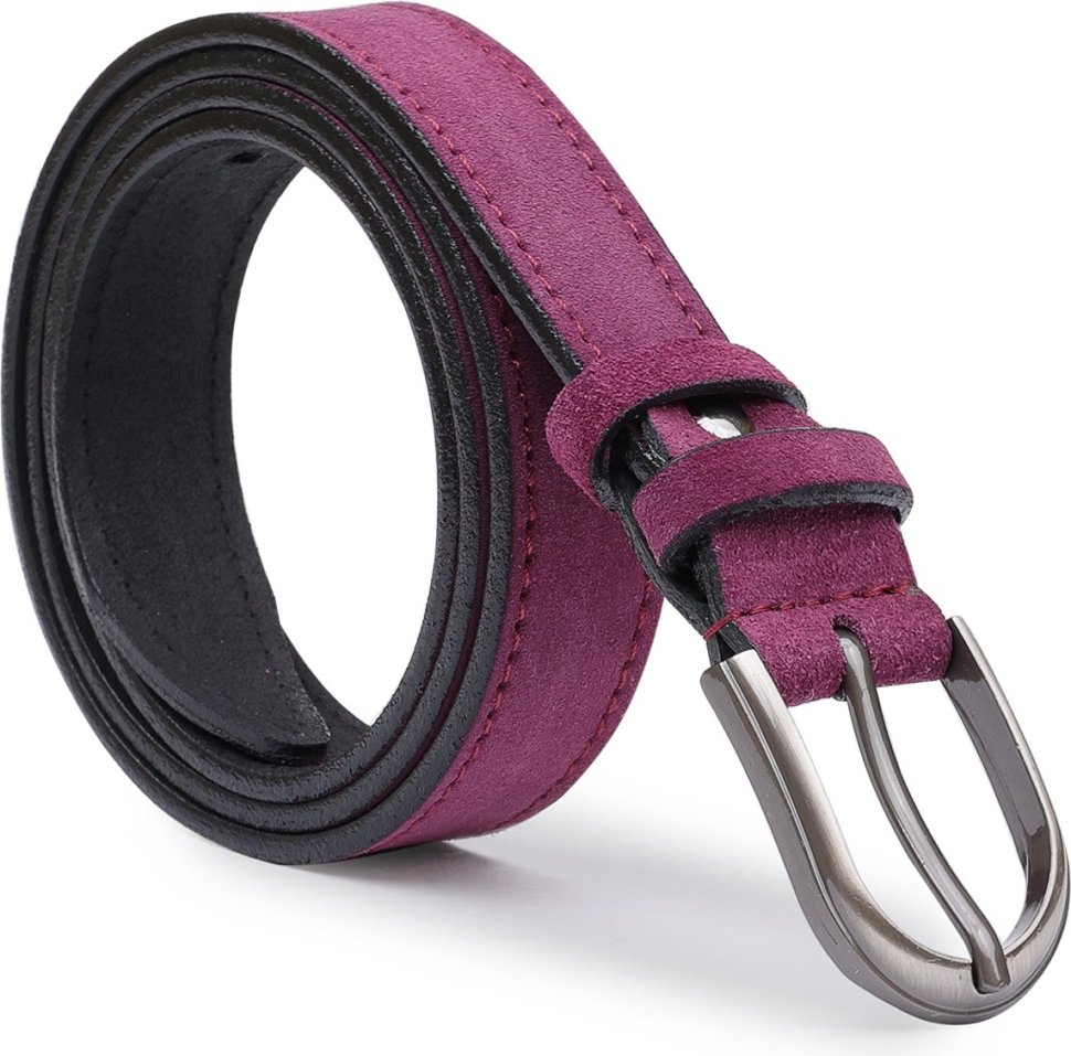 Фіолетовий замшевий ремінь вузького типу Vintage (2420801)