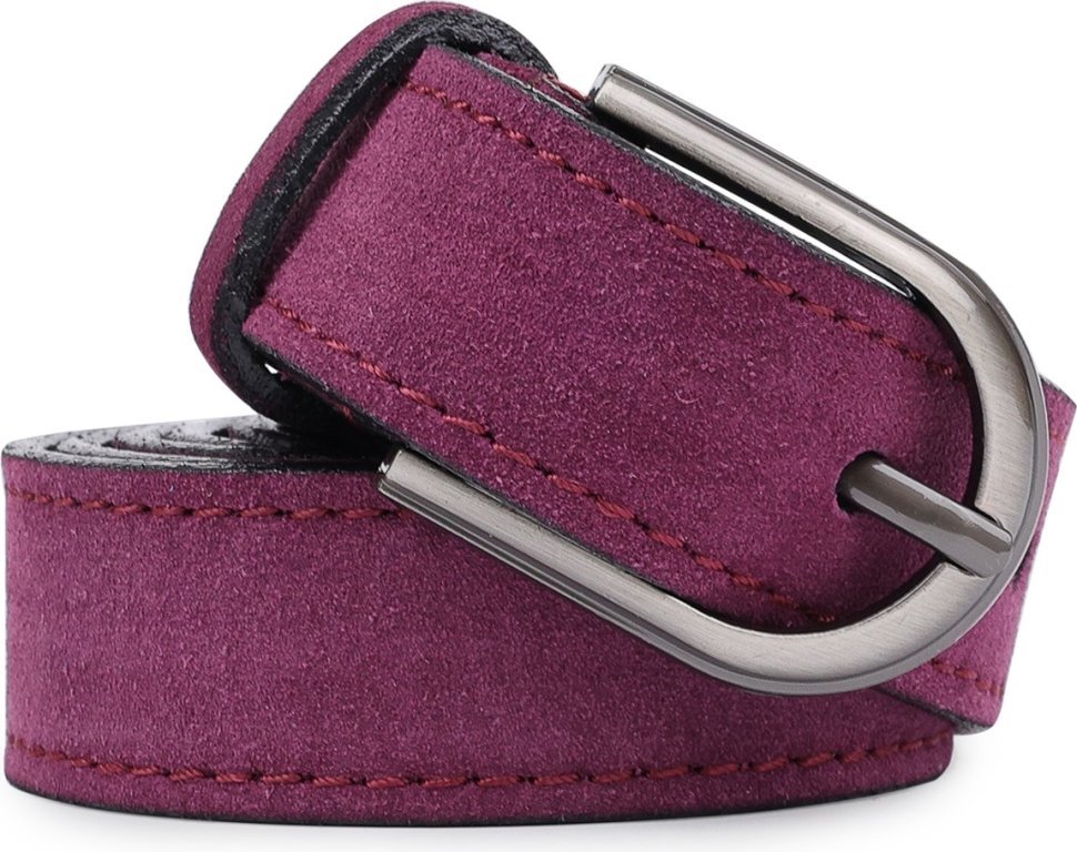 Фиолетовый замшевый женский ремень узкого типа Vintage (2420801)