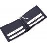 Шкіряне портмоне синього кольору із затискачем для купюр Bond Non (10633) - 4
