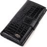 Лакированный вертикальный мужской бумажник из натуральной кожи с тиснением под крокодила CANPELLINI (2421842) - 1